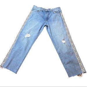 Lucky Brand Jeans Relaxed Taper Leg High Rise Denim Side Stripe Light Wash 10/30